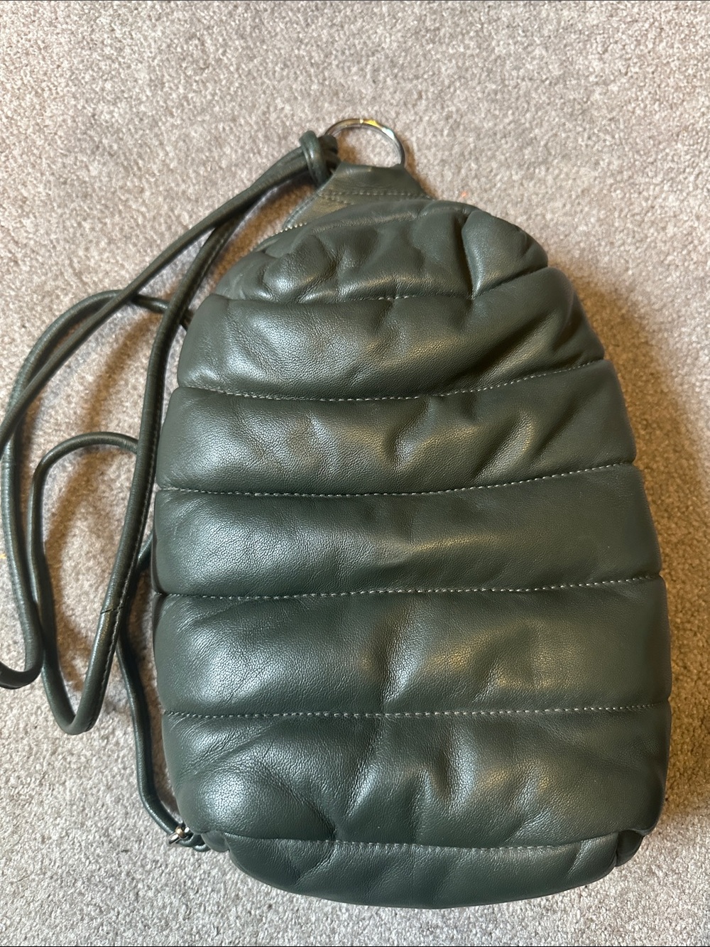 Marimekko Ellis Small Backpack Quilted Leather Deep Green GUC